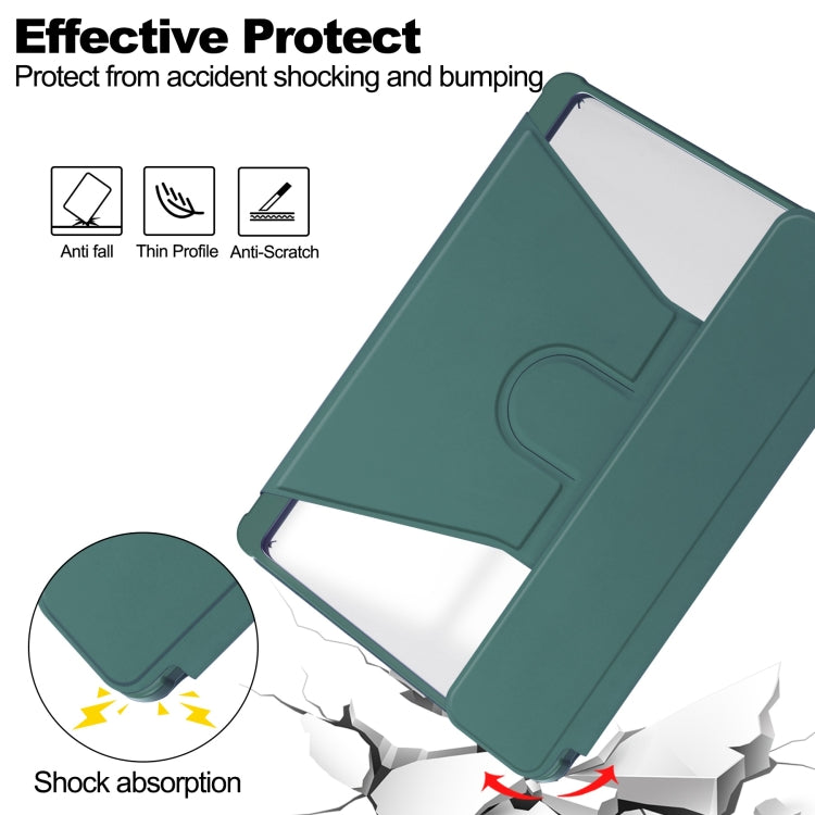 For Samsung Galaxy Tab S9 FE / S10 FE 360 Rotation Transparent Smart Leather Case with Keyboard(Dark Green) - Galaxy Tab S9 FE by buy2fix | Online Shopping UK | buy2fix