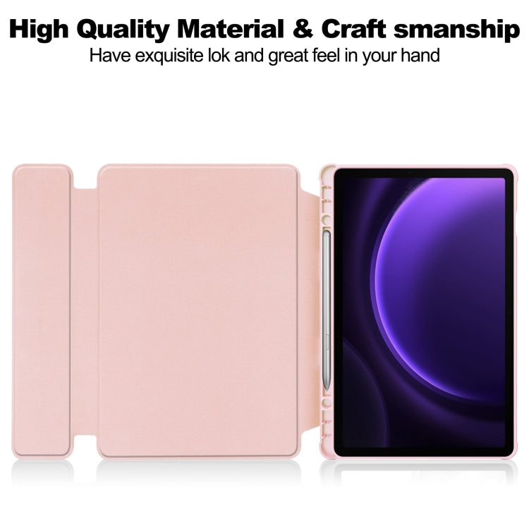 For Samsung Galaxy Tab S9 FE / S10 FE 360 Rotation Transparent Smart Leather Case with Keyboard(Pink) - Galaxy Tab S9 FE by buy2fix | Online Shopping UK | buy2fix