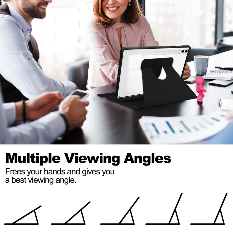 For Samsung Galaxy Tab S9 FE+ / S10+ 360 Rotation Transparent Smart Leather Case(Black) by buy2fix