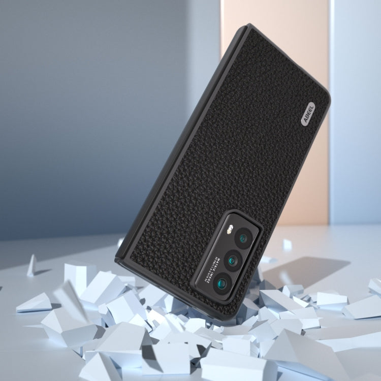 For Honor Magic Vs2 ABEEL Genuine Leather Litchi Texture Phone Case(Black) - Honor Cases by buy2fix | Online Shopping UK | buy2fix