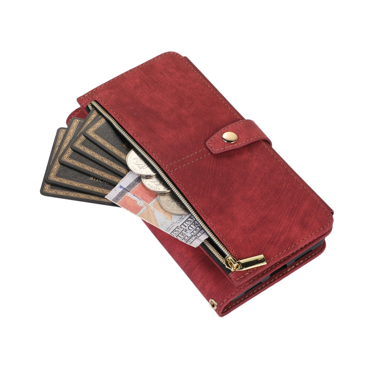 For Google Pixel 7 Pro Dream 9-Card Wallet Zipper Bag Leather Phone Case(Red) by buy2fix