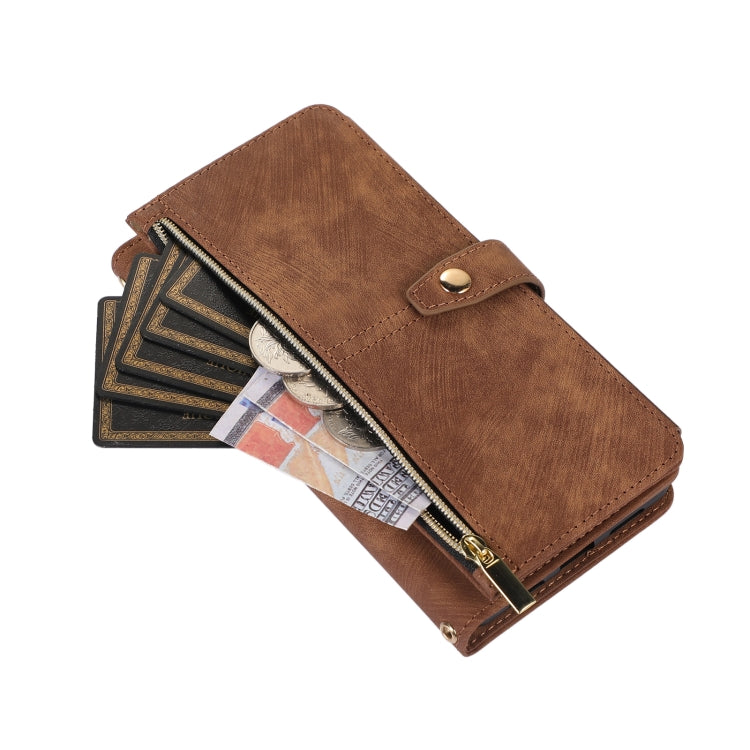 For Google Pixel 7 Pro Dream 9-Card Wallet Zipper Bag Leather Phone Case(Brown) by buy2fix