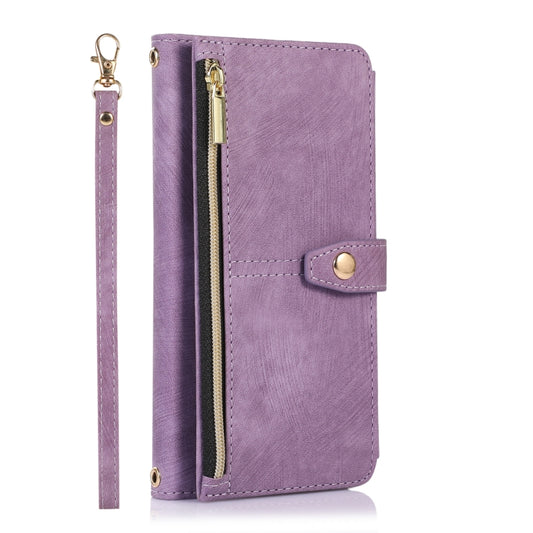 For Google Pixel 7 Dream 9-Card Wallet Zipper Bag Leather Phone Case(Purple) by buy2fix