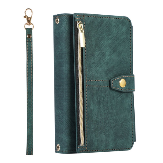 For Google Pixel Fold Dream 9-Card Wallet Zipper Bag Leather Phone Case(Green) by buy2fix