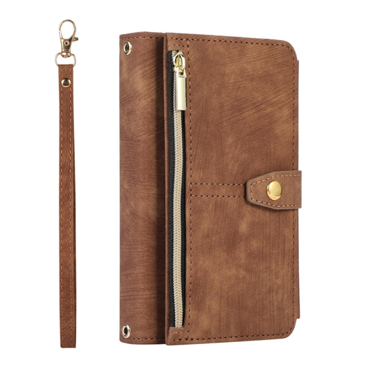 For Google Pixel Fold Dream 9-Card Wallet Zipper Bag Leather Phone Case(Brown) by buy2fix