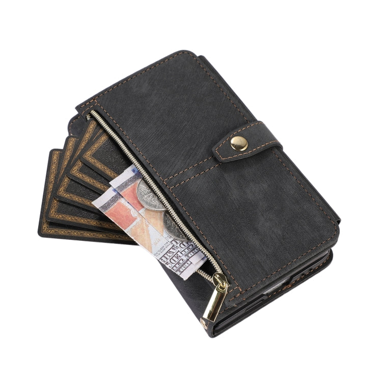 For Google Pixel Fold Dream 9-Card Wallet Zipper Bag Leather Phone Case(Black) by buy2fix