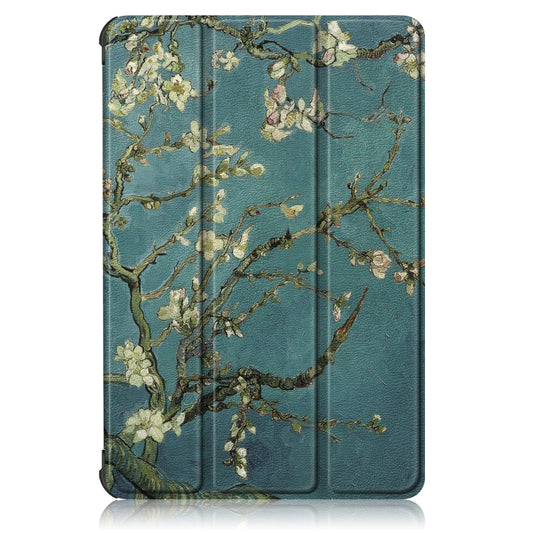 For Honor Pad 7 10.1inch/X8/X8 Lite Custer Painted Painted 3-folding Holder Tablet PC Leather Case(Apricot Blossom) by buy2fix