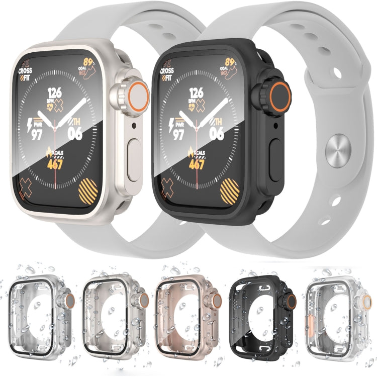 For Apple Watch Series 9 / 8 / 7 45mm Change to Ultra 49mm Waterproof All-Inclusive Film Hybrid PC Watch Case(Titanium Gold) by buy2fix