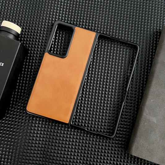 For Honor Magic V2 Crazy Horse Texture PU + PC Phone Case(Orange) by buy2fix