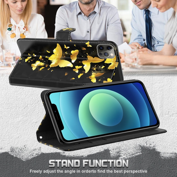 For Samsung Galaxy A55 5G 3D Painting Pattern Flip Leather Phone Case(Gold Butterfly) by buy2fix