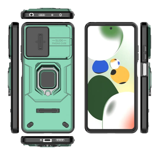 For Xiaomi Redmi Note 12 Pro 5G Global Sliding Camshield TPU + PC Shockproof Phone Case with Holder(Green) by buy2fix