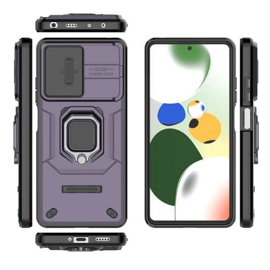 For Xiaomi Redmi Note 12 Pro 5G Global Sliding Camshield TPU + PC Shockproof Phone Case with Holder(Purple) by buy2fix