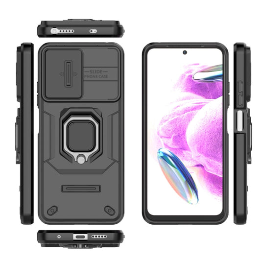 For Xiaomi Redmi Note 12S 4G Global Sliding Camshield TPU + PC Shockproof Phone Case with Holder(Black) by buy2fix