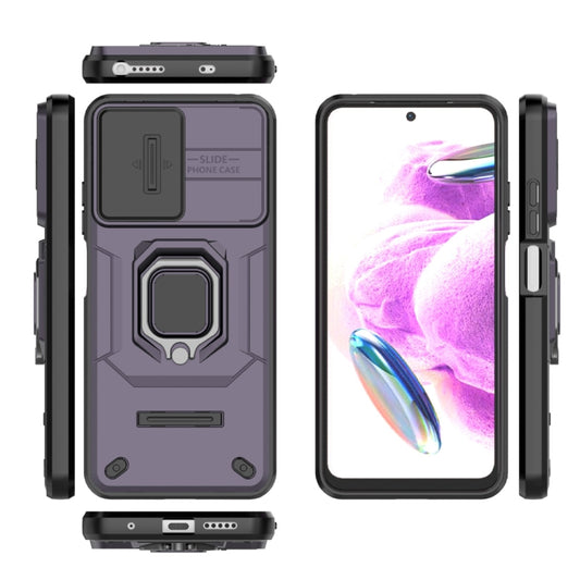 For Xiaomi Redmi Note 12S 4G Global Sliding Camshield TPU + PC Shockproof Phone Case with Holder(Purple) by buy2fix