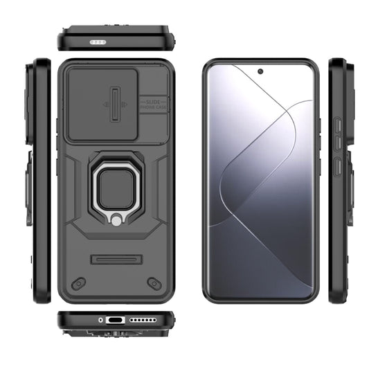For Xiaomi 14 Pro 5G Sliding Camshield TPU + PC Shockproof Phone Case with Holder(Black) by buy2fix