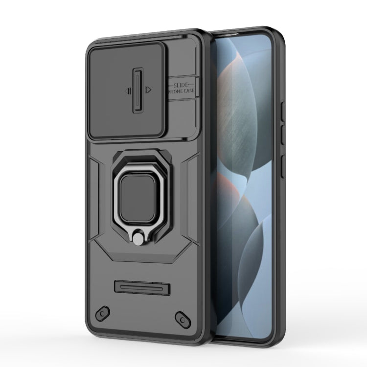 For Xiaomi Redmi K70 5G Sliding Camshield TPU + PC Shockproof Phone Case with Holder(Black) - Xiaomi Cases by buy2fix | Online Shopping UK | buy2fix