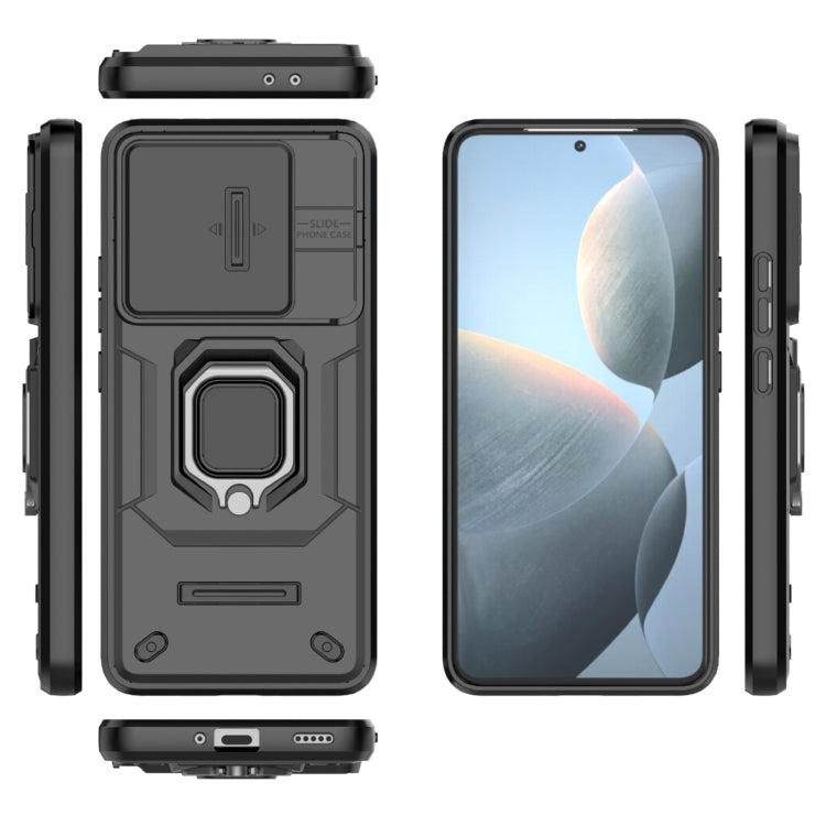 For Xiaomi Redmi K70 5G Sliding Camshield TPU + PC Shockproof Phone Case with Holder(Black) - Xiaomi Cases by buy2fix | Online Shopping UK | buy2fix