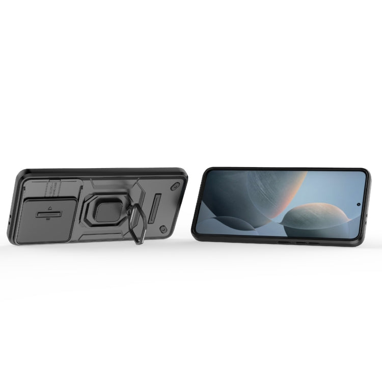 For Xiaomi Redmi K70 5G Sliding Camshield TPU + PC Shockproof Phone Case with Holder(Black) - Xiaomi Cases by buy2fix | Online Shopping UK | buy2fix