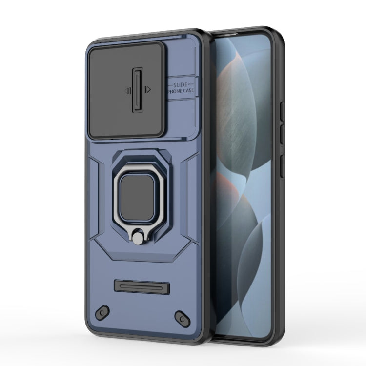 For Xiaomi Redmi K70 5G Sliding Camshield TPU + PC Shockproof Phone Case with Holder(Blue) - Xiaomi Cases by buy2fix | Online Shopping UK | buy2fix