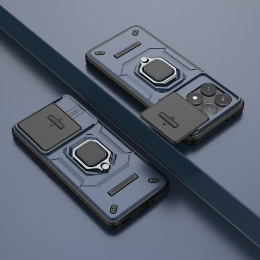 For Xiaomi Redmi K70 5G Sliding Camshield TPU + PC Shockproof Phone Case with Holder(Blue) by buy2fix