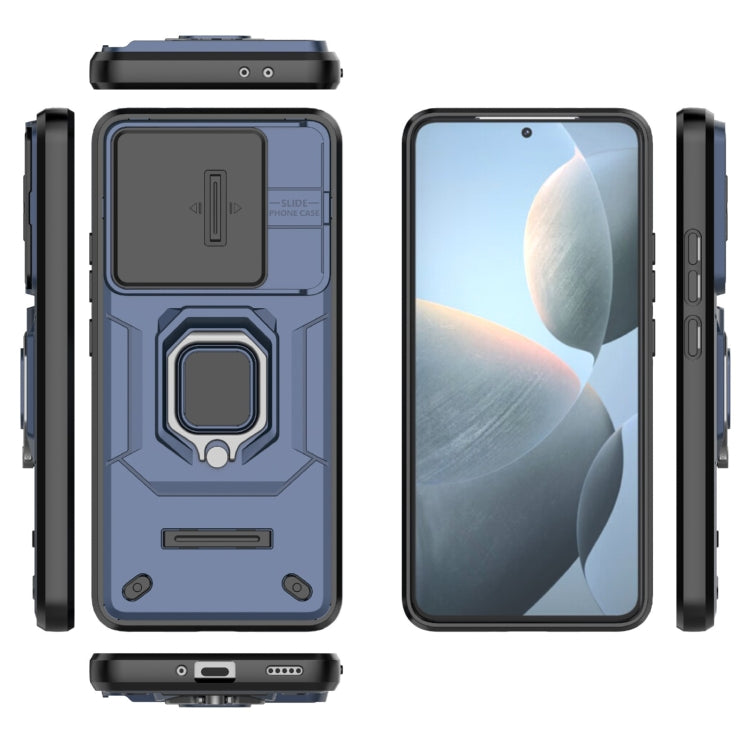 For Xiaomi Redmi K70 5G Sliding Camshield TPU + PC Shockproof Phone Case with Holder(Blue) - Xiaomi Cases by buy2fix | Online Shopping UK | buy2fix