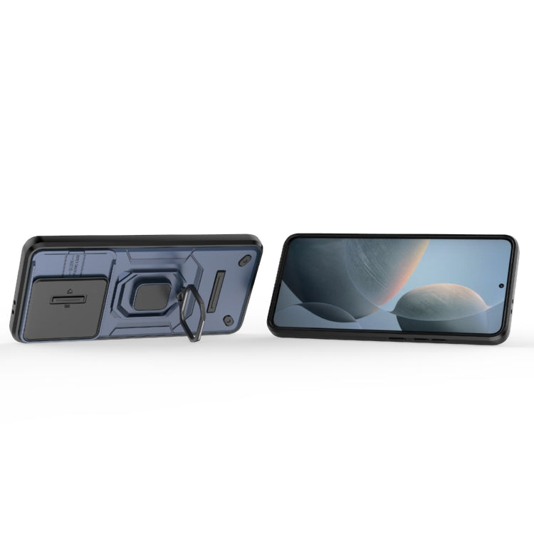For Xiaomi Redmi K70 5G Sliding Camshield TPU + PC Shockproof Phone Case with Holder(Blue) - Xiaomi Cases by buy2fix | Online Shopping UK | buy2fix