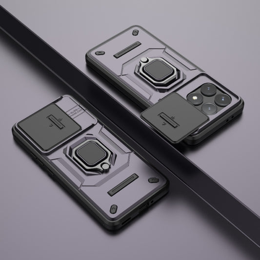 For Xiaomi Redmi K70 5G Sliding Camshield TPU + PC Shockproof Phone Case with Holder(Purple) by buy2fix