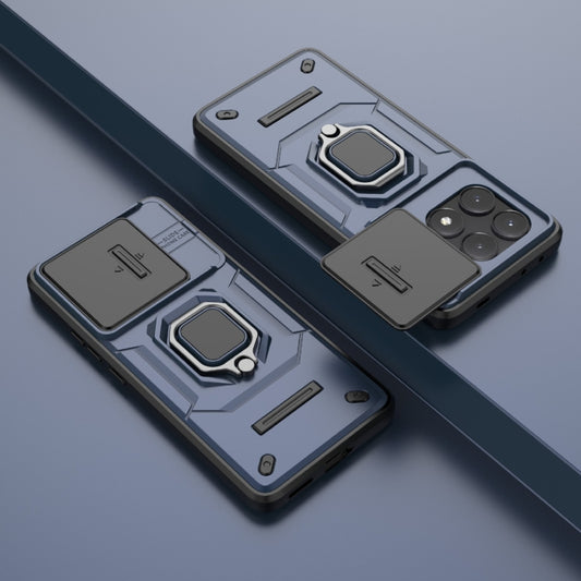 For Xiaomi Redmi K70E 5G Sliding Camshield TPU + PC Shockproof Phone Case with Holder(Blue) by buy2fix