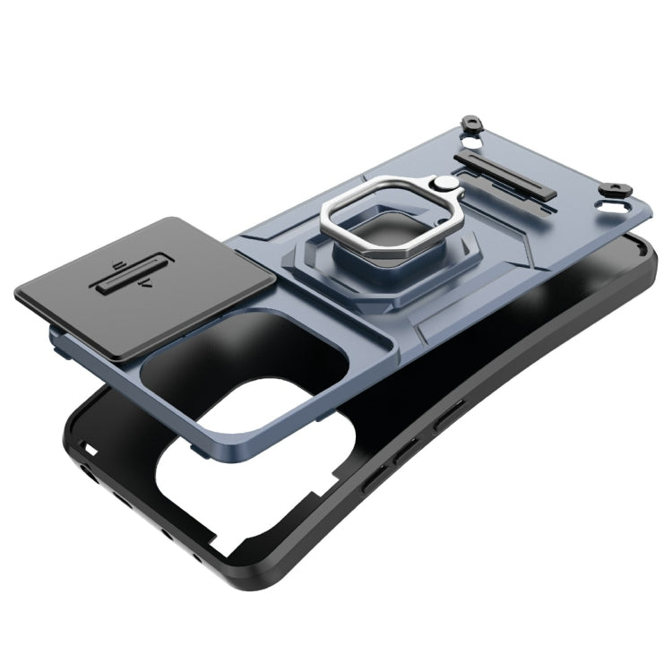 For Xiaomi Redmi Note 13 4G Global Sliding Camshield TPU + PC Shockproof Phone Case with Holder(Blue) - Xiaomi Cases by buy2fix | Online Shopping UK | buy2fix