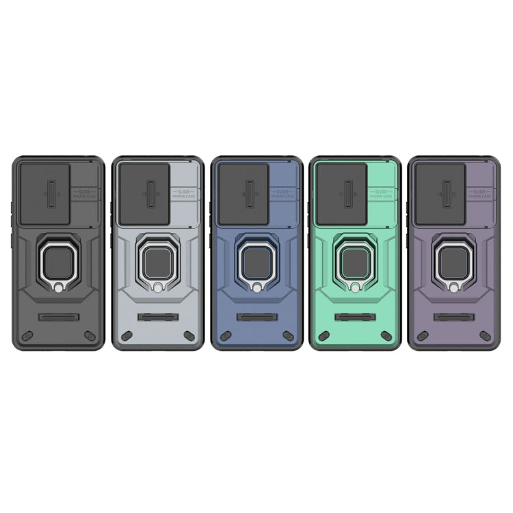 For Xiaomi Redmi Note 13 4G Global Sliding Camshield TPU + PC Shockproof Phone Case with Holder(Purple) by buy2fix