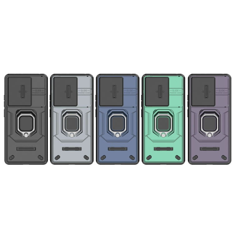 For Xiaomi Redmi Note 13 Pro 4G Global Sliding Camshield TPU + PC Shockproof Phone Case with Holder(Blue) - Xiaomi Cases by buy2fix | Online Shopping UK | buy2fix