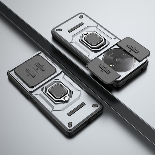 For Xiaomi Redmi A3 4G Global Sliding Camshield TPU + PC Shockproof Phone Case with Holder(Grey) by buy2fix