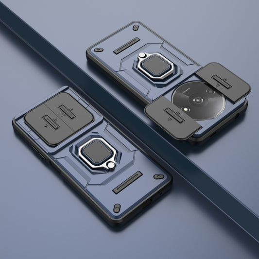 For Xiaomi Redmi A3 4G Global Sliding Camshield TPU + PC Shockproof Phone Case with Holder(Blue) by buy2fix