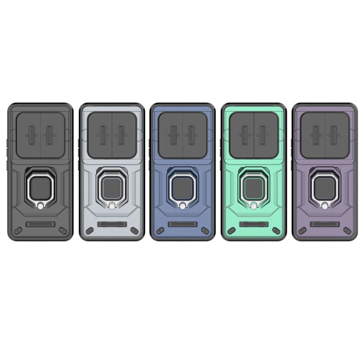 For Xiaomi 14 Ultra Sliding Camshield TPU + PC Shockproof Phone Case with Holder(Green) by buy2fix