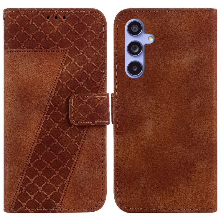 For Samsung Galaxy S23 FE 5G Seven-shaped Embossed Leather Phone Case(Brown) - Galaxy S23 FE 5G Cases by buy2fix | Online Shopping UK | buy2fix