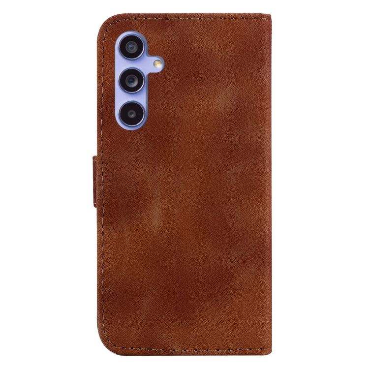 For Samsung Galaxy S23 FE 5G Seven-shaped Embossed Leather Phone Case(Brown) - Galaxy S23 FE 5G Cases by buy2fix | Online Shopping UK | buy2fix