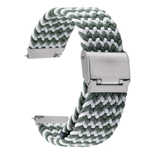 For Samsung Galaxy Watch 6 / 6 Classic Nylon Braided Metal Buckle Watch Band(W Green White) by buy2fix
