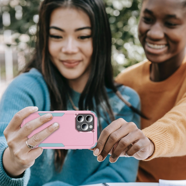 For iPhone 16 Pro Commuter Shockproof TPU + PC Phone Case(Pink+Grey Green) by buy2fix