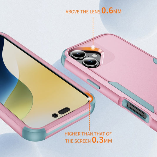 For iPhone 16 Plus Commuter Shockproof TPU + PC Phone Case(Pink+Grey Green) by buy2fix