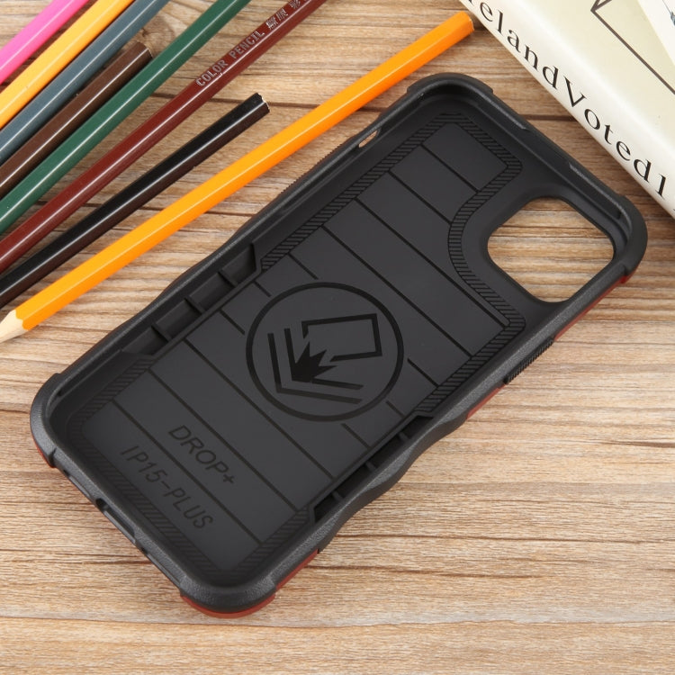 For iPhone 15 Plus Non-slip Shockproof Armor Phone Case with Ring Holder(Red) - iPhone 15 Plus Cases by buy2fix | Online Shopping UK | buy2fix