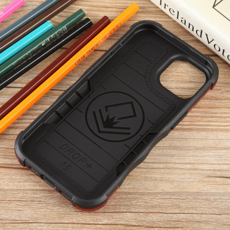For iPhone 15 Non-slip Shockproof Armor Phone Case with Ring Holder(Red) - iPhone 15 Cases by buy2fix | Online Shopping UK | buy2fix