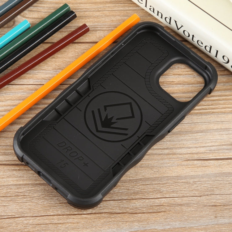For iPhone 15 Non-slip Shockproof Armor Phone Case with Ring Holder(Black) - iPhone 15 Cases by buy2fix | Online Shopping UK | buy2fix