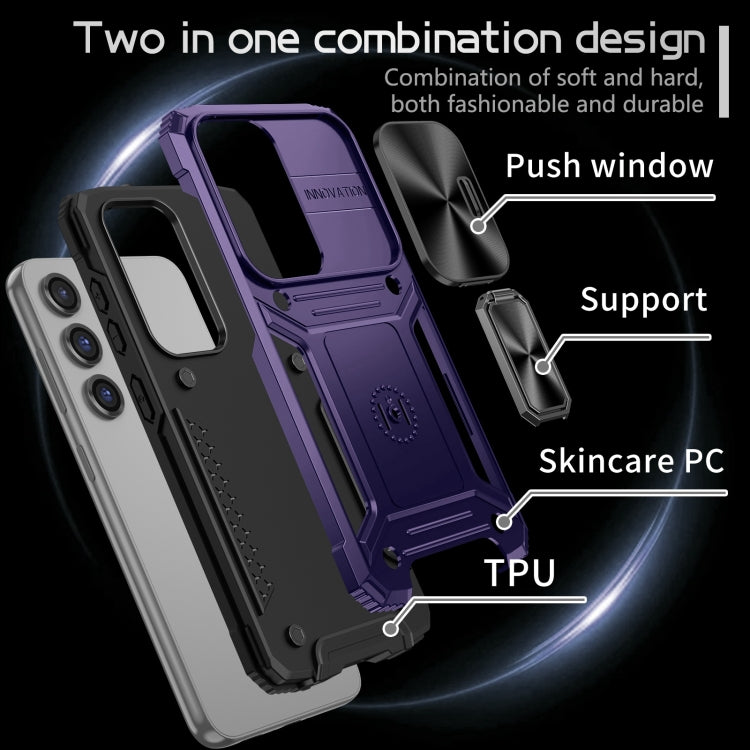 For Samsung Galaxy S23 5G Camshield Robot TPU Hybrid PC Phone Case(Purple) by buy2fix