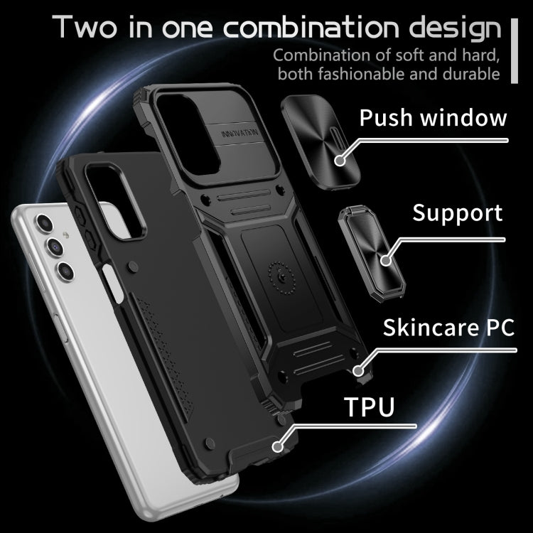 For Samsung Galaxy A13 4G/5G Camshield Robot TPU Hybrid PC Phone Case(Black) by buy2fix