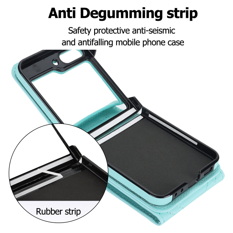 For Samsung Galaxy Z Flip6 V-shaped RFID Card Slot Phone Case with Ring Holder(Green) - Galaxy Z Flip6 5G Cases by buy2fix | Online Shopping UK | buy2fix
