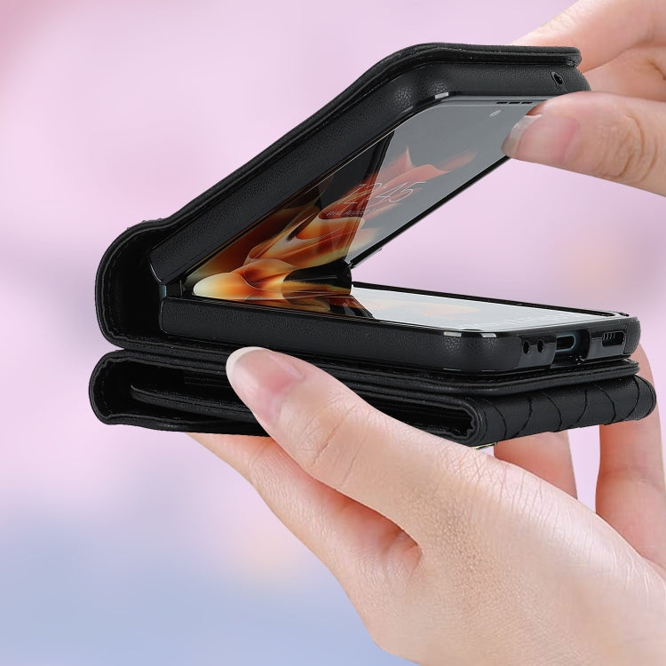 For Samsung Galaxy Z Flip6 Diamond Lattice RFID Card Slot Phone Case with Ring Holder(Black) - Galaxy Z Flip6 5G Cases by buy2fix | Online Shopping UK | buy2fix