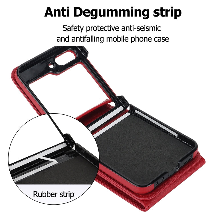 For Samsung Galaxy Z Flip6 Litchi Texture RFID Card Slot Phone Case with Ring Holder(Red) - Galaxy Z Flip6 5G Cases by buy2fix | Online Shopping UK | buy2fix