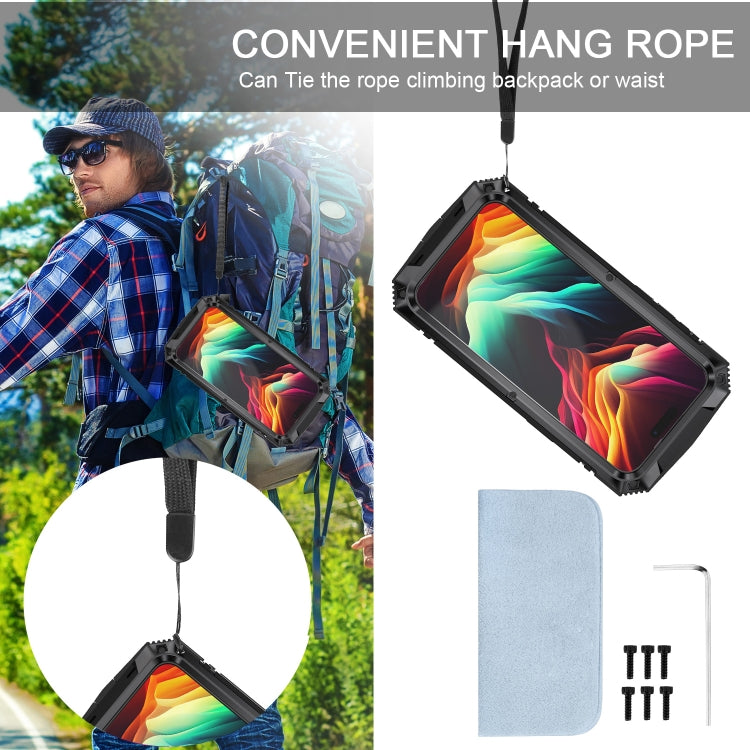 For iPhone 15 Pro Max R-JUST Shockproof Life Waterproof Dust-proof Metal + Silicone Phone Case with Holder(Black) by R-JUST