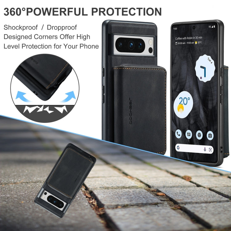 For Google Pixel 8 Pro JEEHOOD Magnetic Zipper Wallet Phone Leather Case(Black) - Google Cases by JEEHOOD | Online Shopping UK | buy2fix