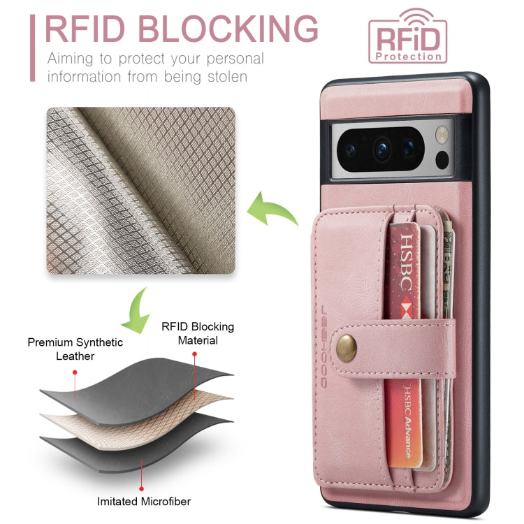For Google Pixel 8 Pro JEEHOOD RFID Blocking Anti-Theft Magnetic PU Phone Case(Pink) - Google Cases by JEEHOOD | Online Shopping UK | buy2fix